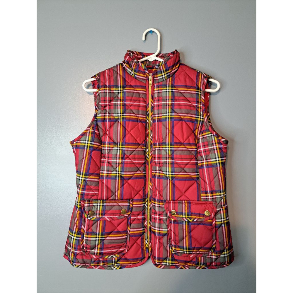 Women's St. John's Bay Vest, S, Red Plaid